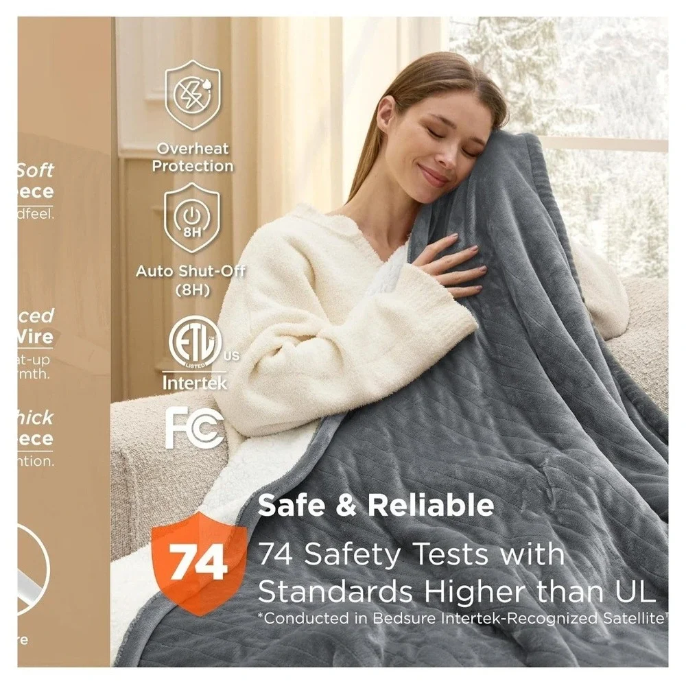 Bedsure Electric Blanket Full Size - Soft Flannel Heated Blanket, Fast Heating w